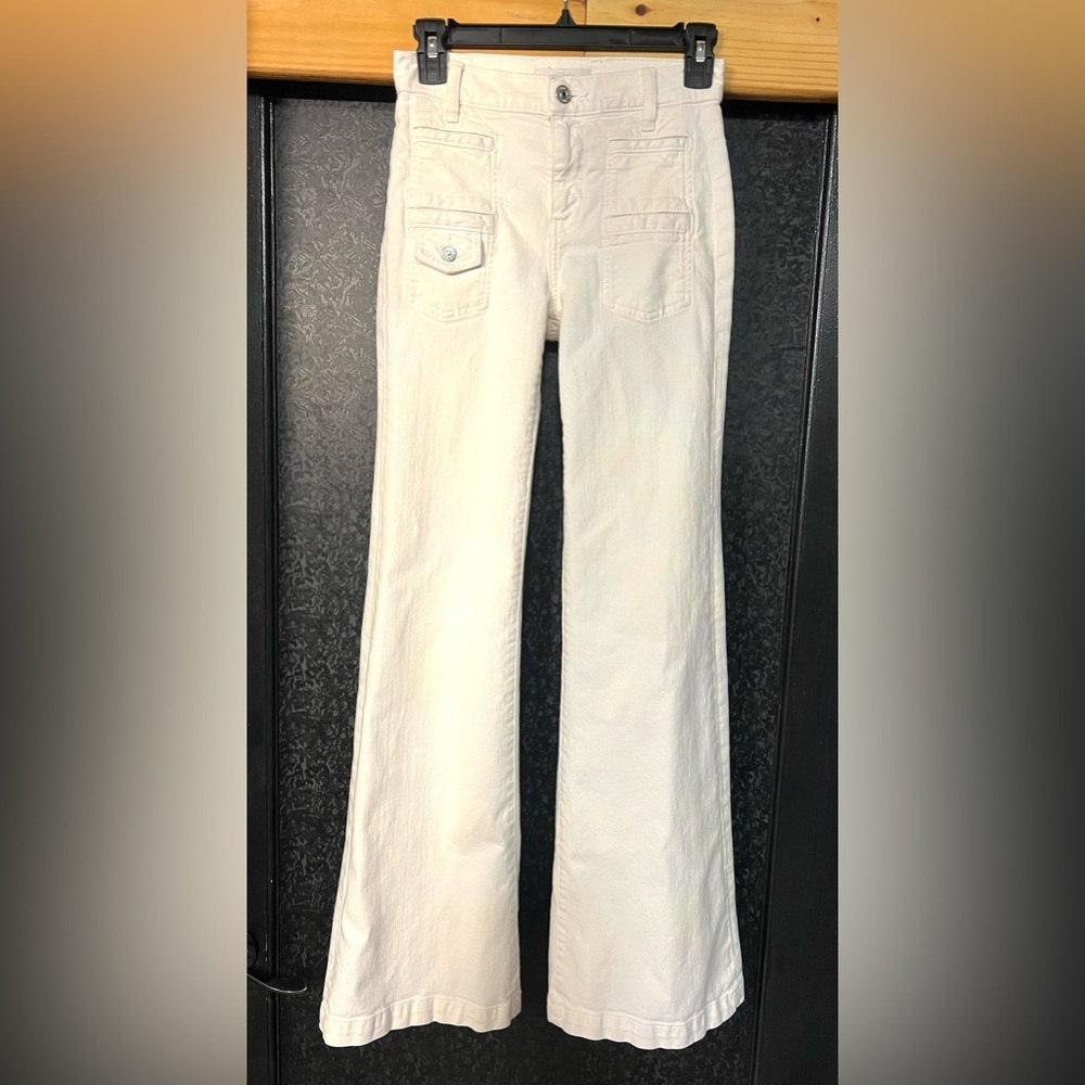 7 For All Mankind Georgia High rise Flare White Jeans-SZ 23-EUC - Picture 11 of 15